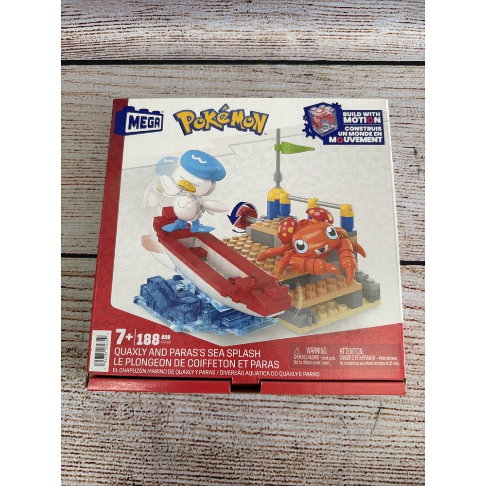 MEGA Pokémon Quaxly & Paras's Sea Splash Building Toy Kit 188 Pieces NEW